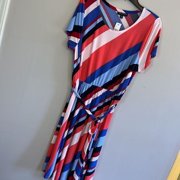 NWT Lane Bryant Bright Striped Dress with Asymmetrical Hem - Size 18/20 - Picture 1 of 11